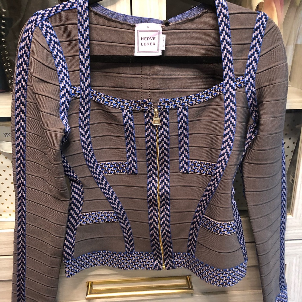 Herve leger sol grey long sleeve jacket